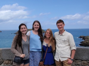 Rachel, Cleome, Federica, and Jacob along the ramparts overlooking the ocean